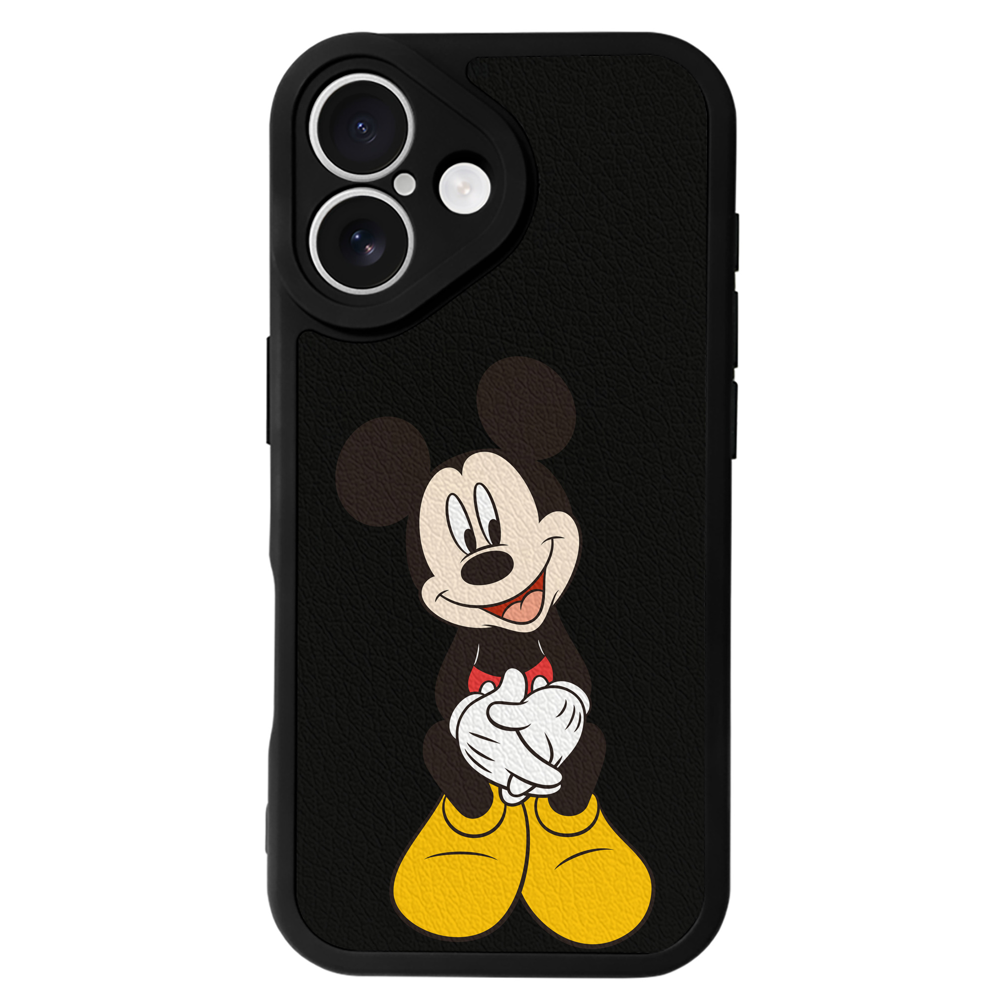 （画像用） ミッキーマウス Mickey Mouse 【iPhone 16シリーズ対応】シリコンスマホケース（レザー調） 材質：シリコン